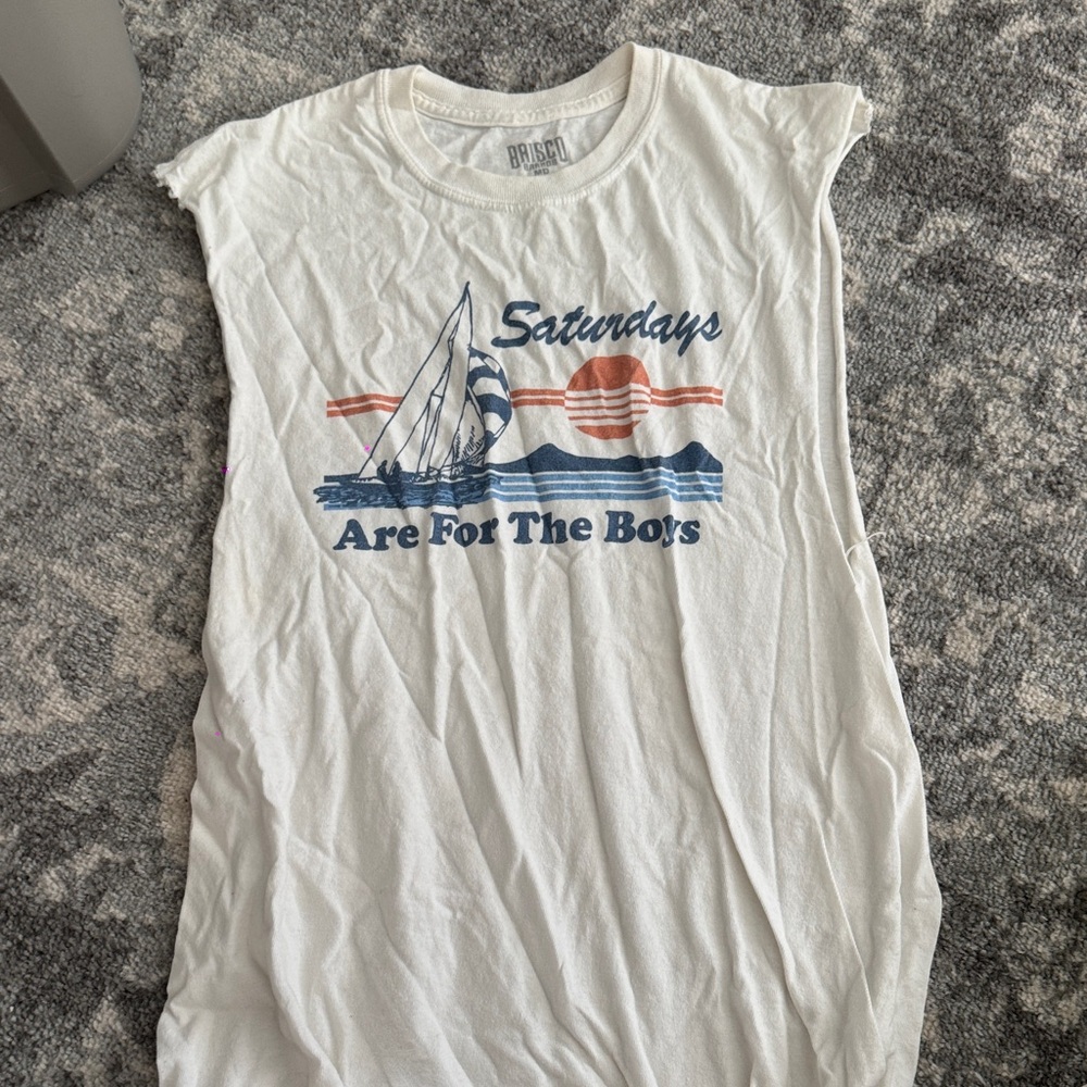White Graphic Sleeveless T-Shirt